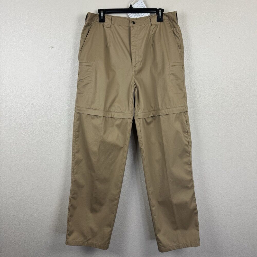 NWT LL Bean Zip Off Convertible Pants Shorts Outdoor Hiking Pockets Khaki Tan 18